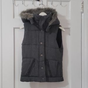 Vest with faux fur hood